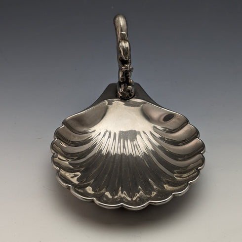 英國復古鍍銀松鼠裝飾貝殼堅果盤